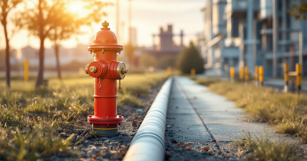 Hydrant zewnętrzny nadziemny podłączony do przeciwpożarowej sieci wodociągowej na terenie inwestycji